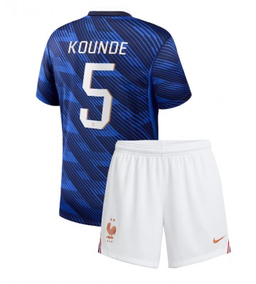 Frankrig Jules Kounde #5 Hjemmebanetrøje Børn VM 2026 Kortærmet (+ Korte bukser)